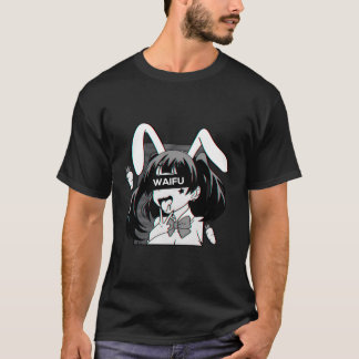Ahegao Lewd Anime Face And Rabbit Cosplay T-Shirt