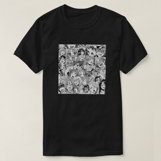 Ahegao Otaku Anime Dripping Drooling Anime Weeb Lo T-Shirt (Design Front)