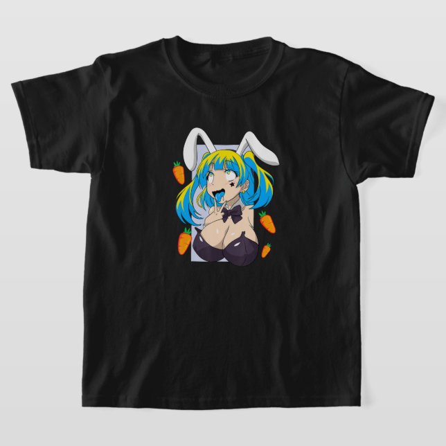 Ahegao shirt anime face rabbit cosplay lewd tees (Laydown)