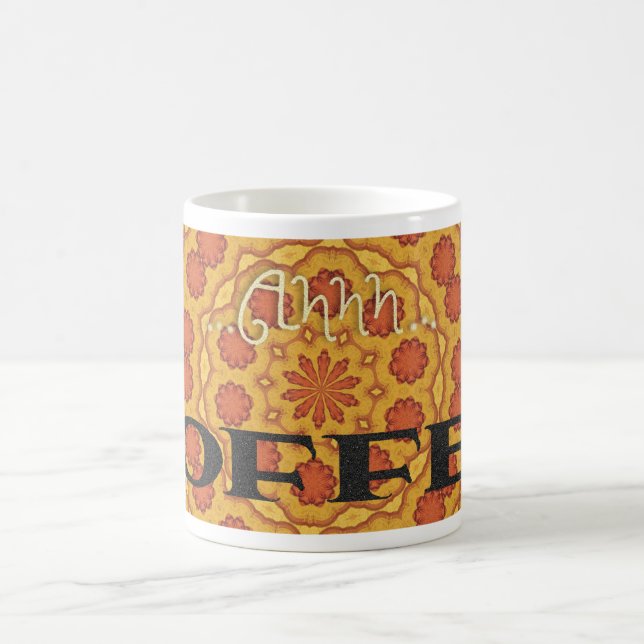 'AHH COFFEE' WITH MIXED BACKGROUND COFFEE MUG (Center)