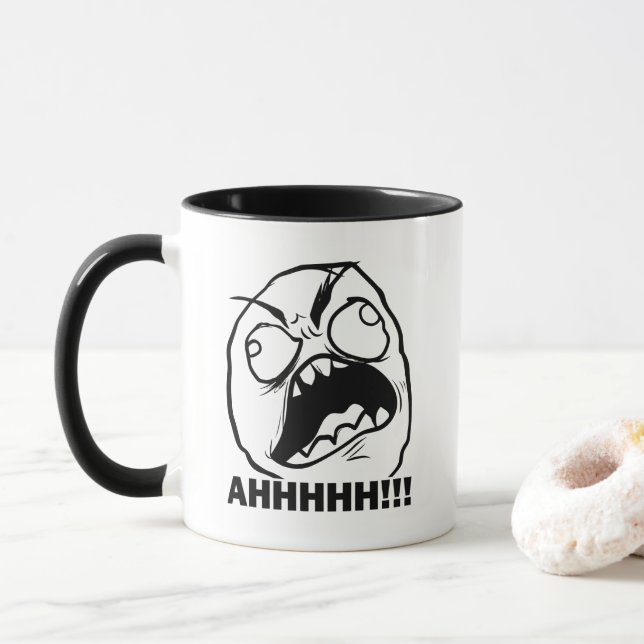 Ahhh!! Rage Face Meme Coffee Mug (With Donut)