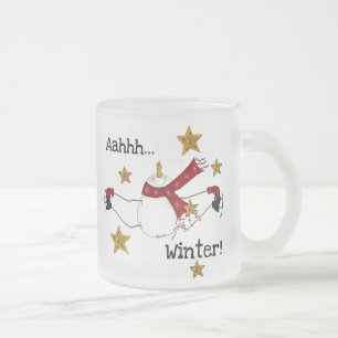 AHHH WINTER FROSTED GLASS COFFEE MUG