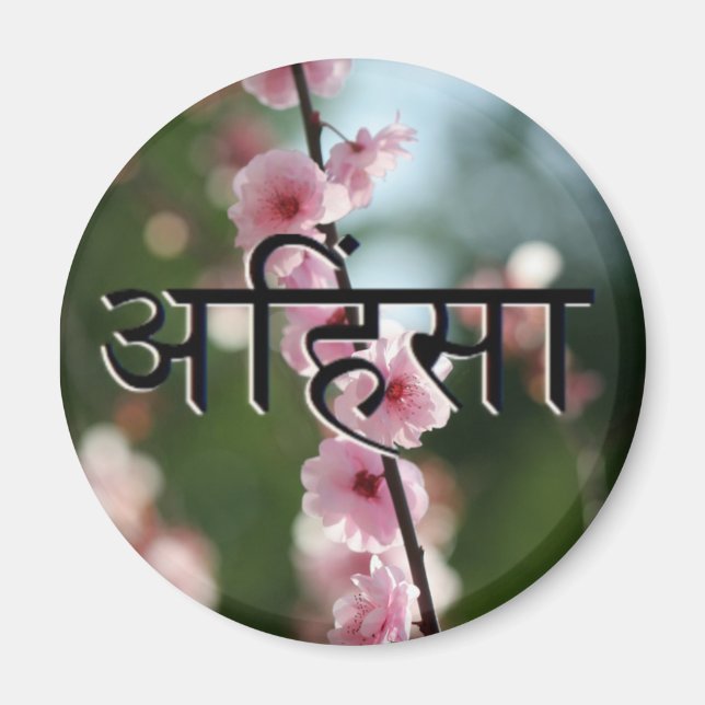 Ahimsa Cherry Blossom Magnet (Front)