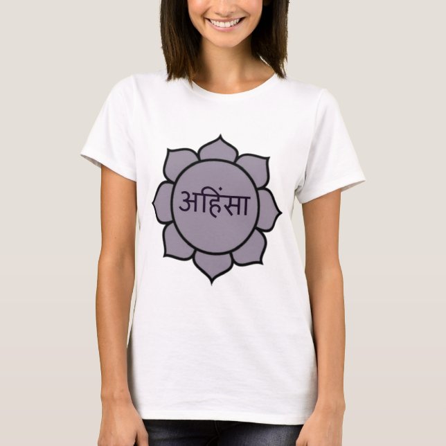 Ahimsa Lotus Purple T-Shirt (Front)