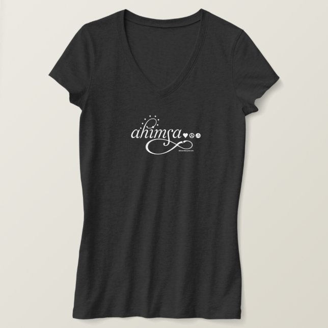 Ahimsa V-Neck Ladies Tee (Design Front)