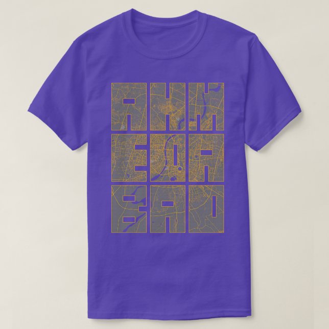 Ahmedabad Gujarat India City Map Typography Bauhau T-Shirt (Design Front)