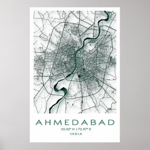 Ahmedabad Map Poster Gujarat India
