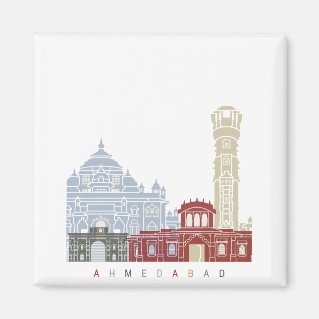 Ahmedabad skyline poster magnet (Front)