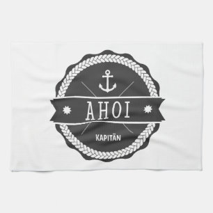 Ahoi Captain Badge with anchor Tea Towel