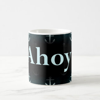 Ahoy! Anchor Pattern Design Dark Blue Coffee Mug