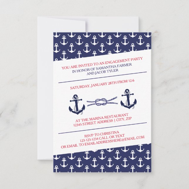 Ahoy Anchors Engagement Party - 3X5 Invitation (Front)