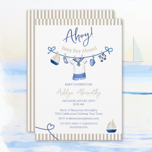 Ahoy Baby Boy Aboard Nautical Baby Shower Invitati Invitation