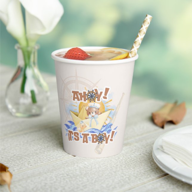 Ahoy! Baby Boy Shower Paper Cups (Insitu)