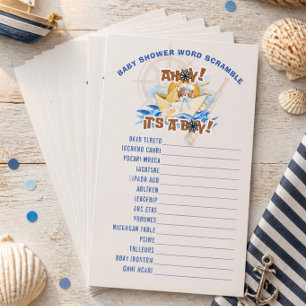 Ahoy! Baby Boy Shower Word Scramble Game Card