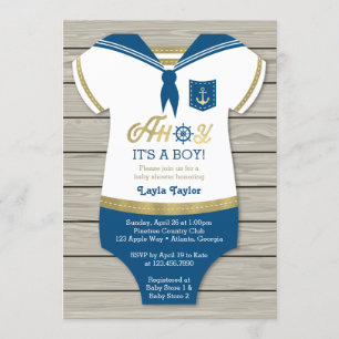 Ahoy Baby Shower Invitation, Sailor, Nautical Invitation