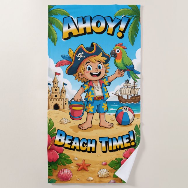Ahoy! Beach Time Beach Towel (Front)