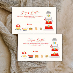 Ahoy Boy Lighthouse Diaper Raffle Baby Shower Enclosure Card