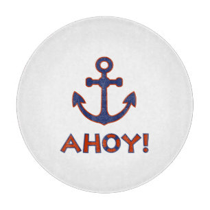 AHOY! Buoy + Anchor Design Red+Blue Cutting Board
