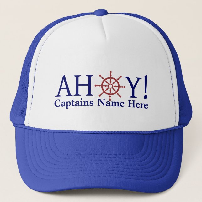 Ahoy Captains Personalised Customisable Trucker Hat (Front)