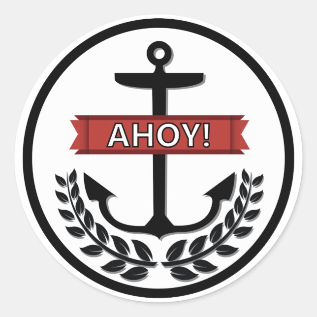 Ahoy - Classic Round Sticker, Glossy Sticker (Front)