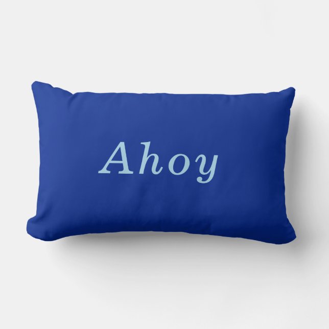 "Ahoy" Cobalt & Blue comfy cosy Lumbar Cushion (Front)