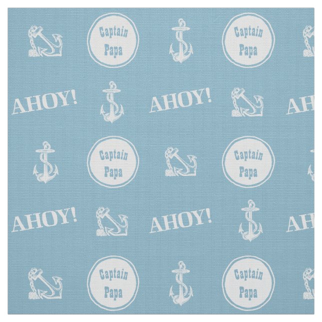 Ahoy! Custom Boat Anchor Pattern Light Blue Fabric (Swatch)