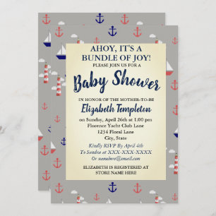 Ahoy Cute Nautical Baby Shower Invitation