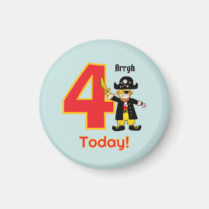 Ahoy Four Today Cute Pirate Boy 4th Birthday Magnet