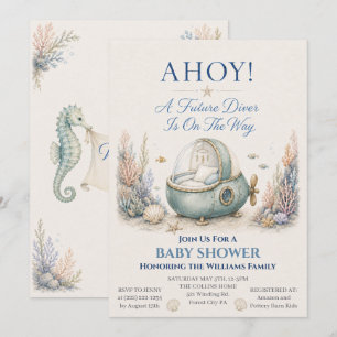 AHOY! Future Diver Baby Shower Invite w/ Bassinet