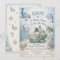 AHOY! Future Diver Baby Shower Invite w/ Bassinet