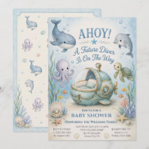 AHOY! Future Diver Baby Shower Invite w/ Bassinet