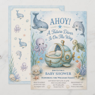 AHOY! Future Diver Baby Shower Invite w/ Bassinet