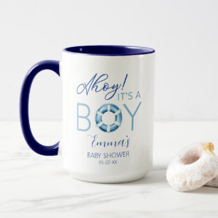 Ahoy It’s a Boy Nautical Baby Shower Mug for Guest