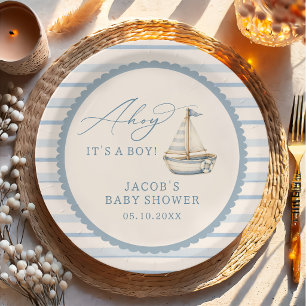 Ahoy It’s a Boy Nautical Baby Shower Paper Plates