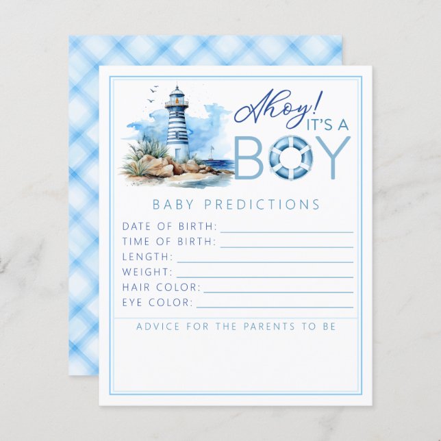 Ahoy It’s a Boy Nautical Baby Shower Prediction (Front/Back)