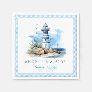 Ahoy It’s a Boy Nautical Lighthouse Baby Shower  Napkin