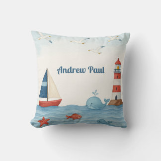 Ahoy It’s a Boy Nautical Nursery Throw Pillow