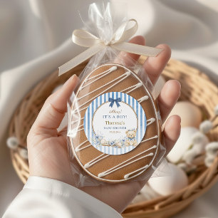 Ahoy It’s a Boy Nautical Teddy Bear Baby Shower Classic Round Sticker
