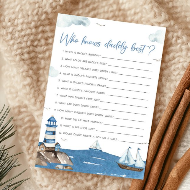 Ahoy It’s A Boy Nautical Who Knows Daddy Best Game (Blue Boy Baby Shower Who Knows Daddy Best Game)
