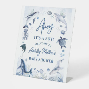 Ahoy! It’s a Boy, Under the Sea Boy Baby Shower Pedestal Sign