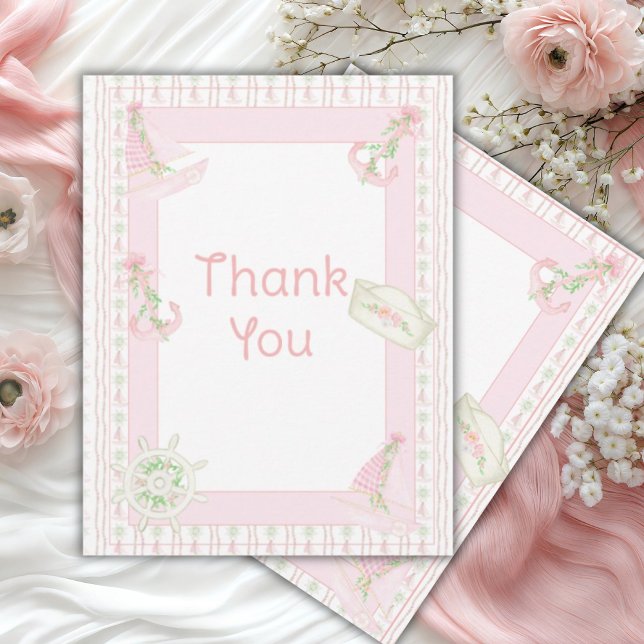 Ahoy It’s a Girl Nautical Thank You Card (Creator Uploaded)