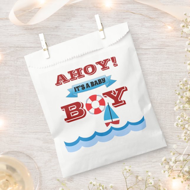 Ahoy It's A Baby Boy Favour Bags (Clipped)