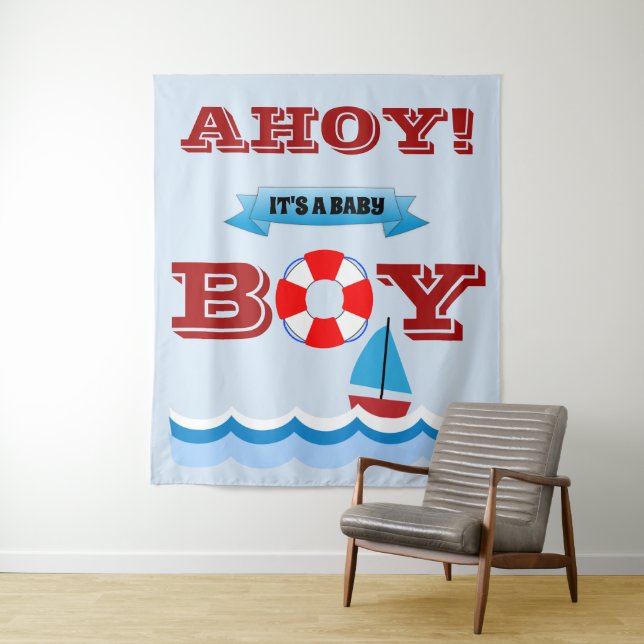 Ahoy! It's A Baby Boy Tapestry (In Situ)
