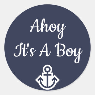 Ahoy It's A Boy Anchor Sticker
