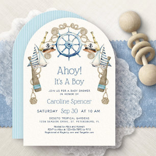 Ahoy It's A Boy Arch Baby Shower Invitation