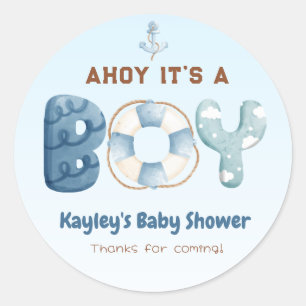 Ahoy Its A Boy Baby Shower Favour Stickers