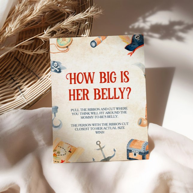 Ahoy It's A Boy Baby Shower How Big Is Her Belly Pedestal Sign (Creator Uploaded)
