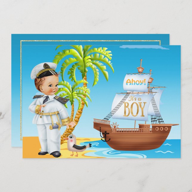 Ahoy It's A Boy Baby Shower Invitation (Front/Back)