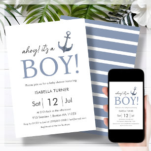 Ahoy! It's a Boy   Baby Shower Invitation