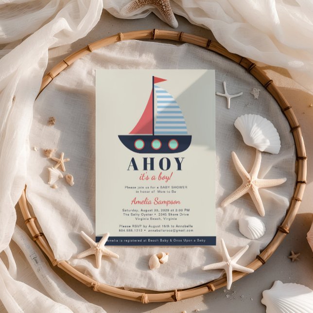 Ahoy It's a Boy Baby Shower Invitation  (Ahoy Its a Boy Baby Shower Invitation )